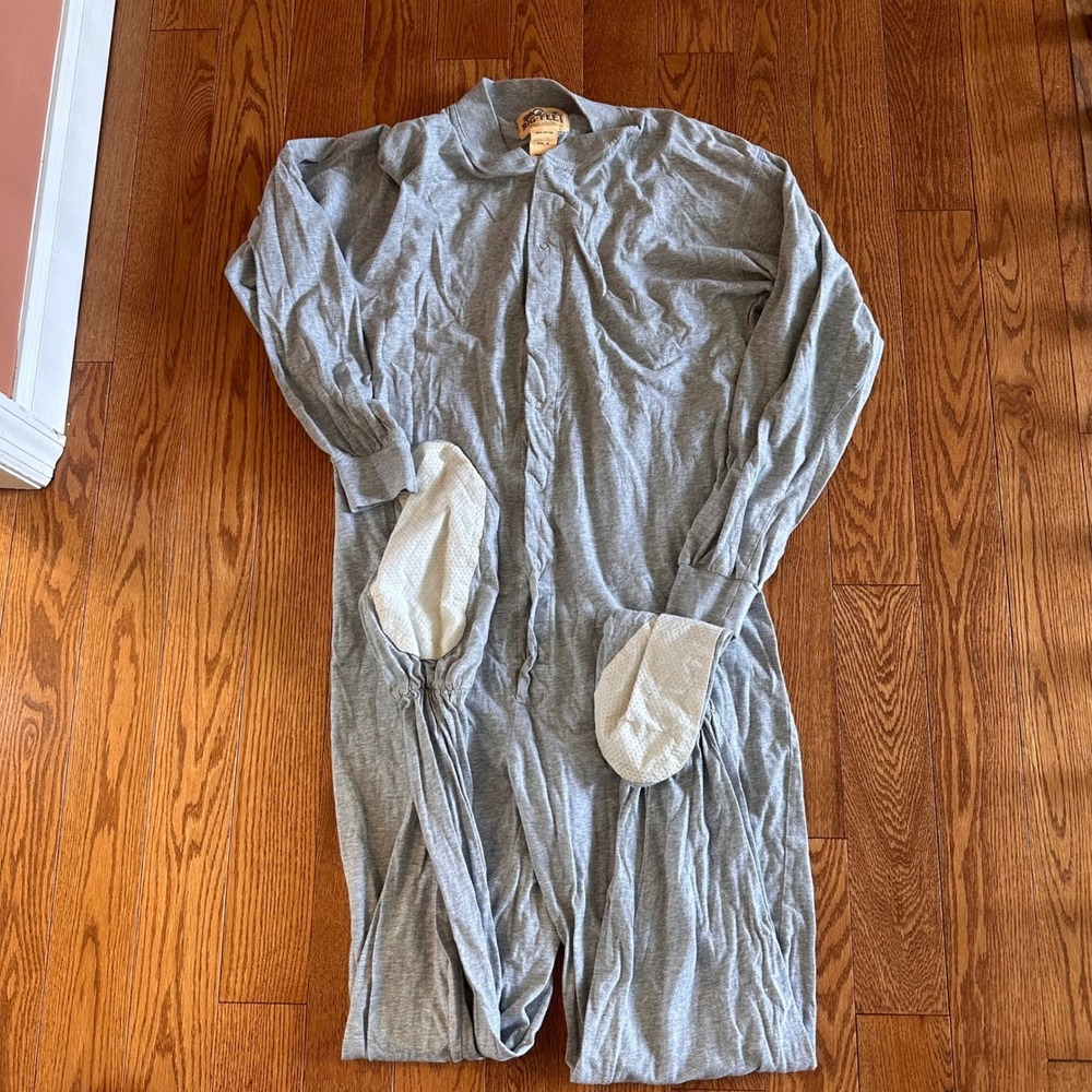 Big Feet Pajama Co Gray Cotton Footie Union Suit Jumpsuit Mens Medium